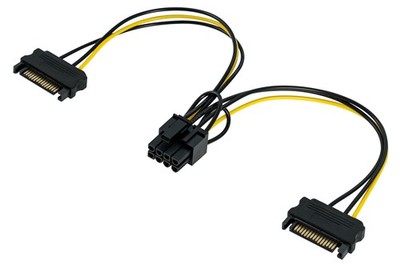 Poppstar 1x 20 cm PCI-Express Y Grafikkarten-Stromkabel 2x Sata auf PCIe 8-polig