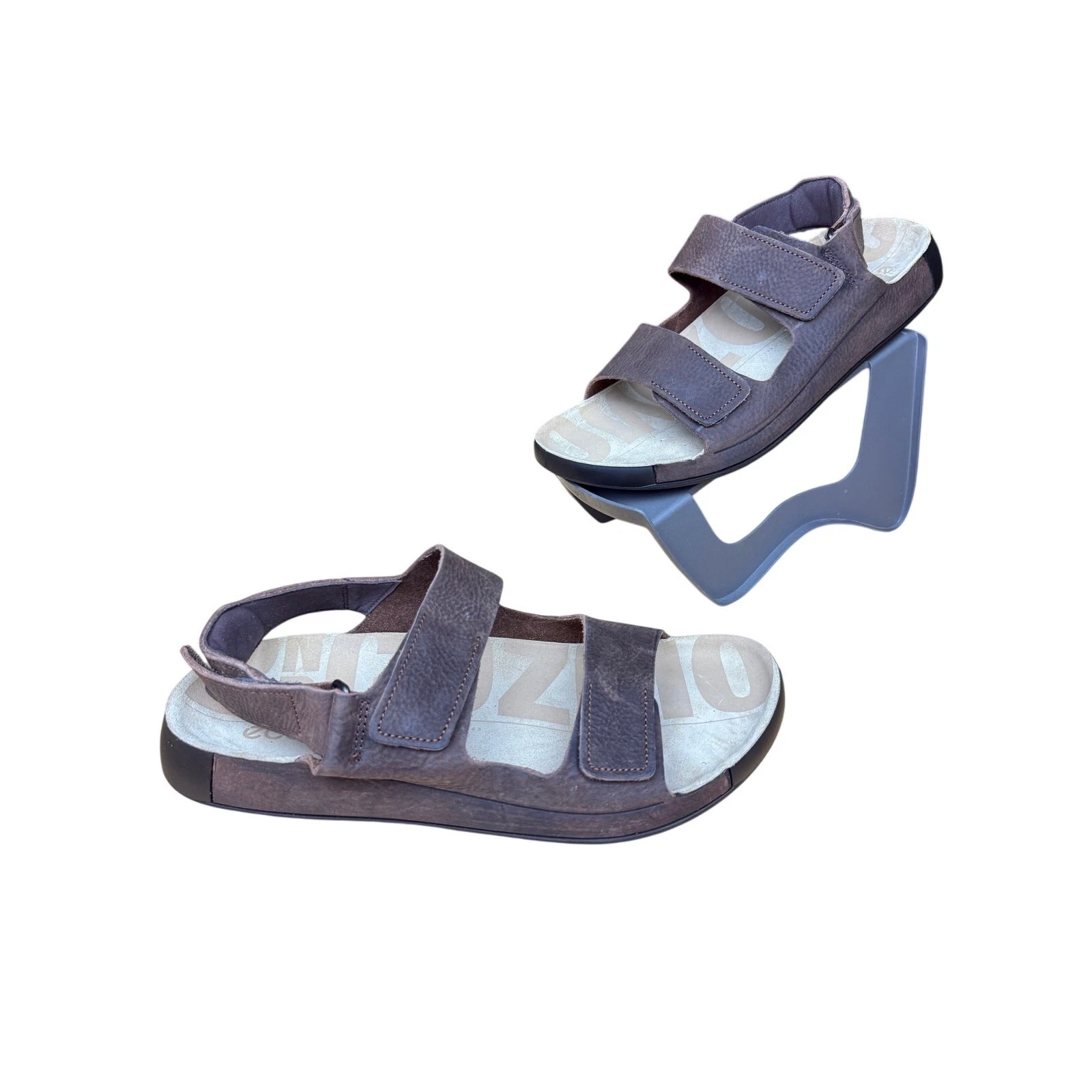 Scarpe sandali Ecco Cozmo pelle nabuk gancio e passante marrone uomo 12 12 5 46 usati in ottime condizioni