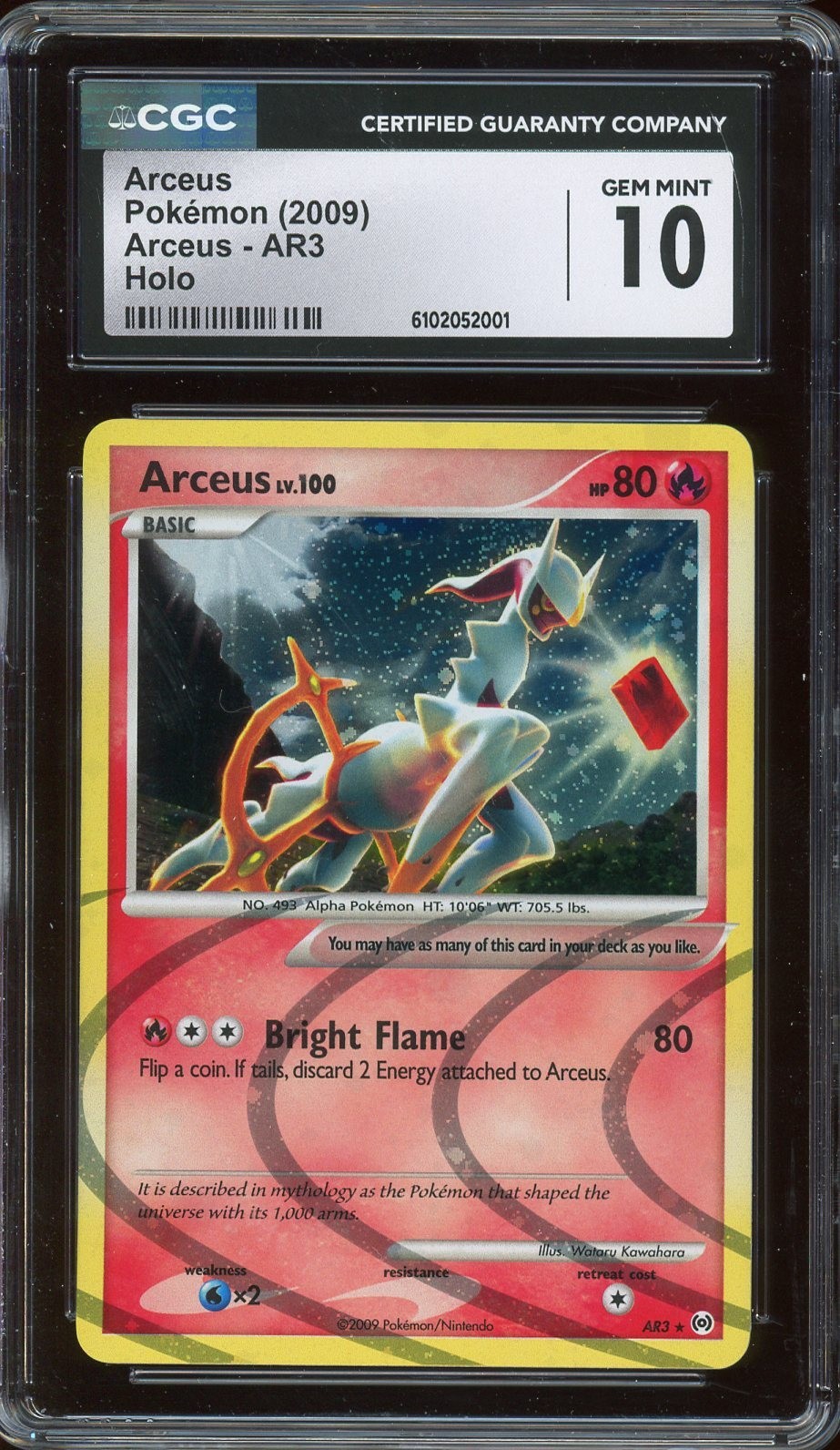 Pokemon TCG Platinum Arceus #AR3 Arceus Holo Rare CGC 10 GEM MINT