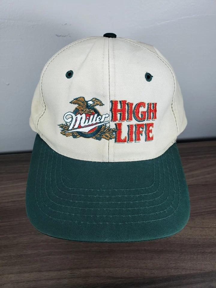 Gorra Miller High Life de Colección Gorra Snapback Dos Tonos Verde y Beige Años 90 Promoción Cerveza Foto 4 de 4