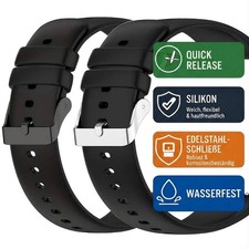 16 | 18 | 20 | 22 mm Silikon Ersatz Uhrenarmband Schwarz Smart Band Uhr