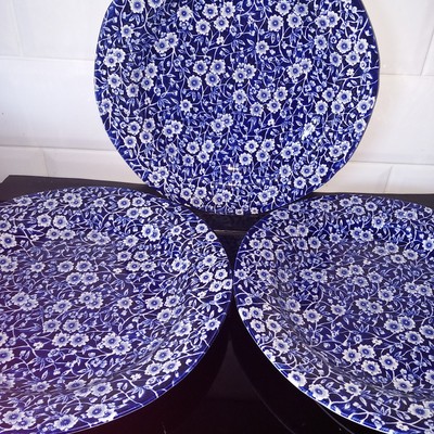 3 x Burleigh Blue Calico Speiseteller - 10,5'' oder 27 cm - wunderschön 