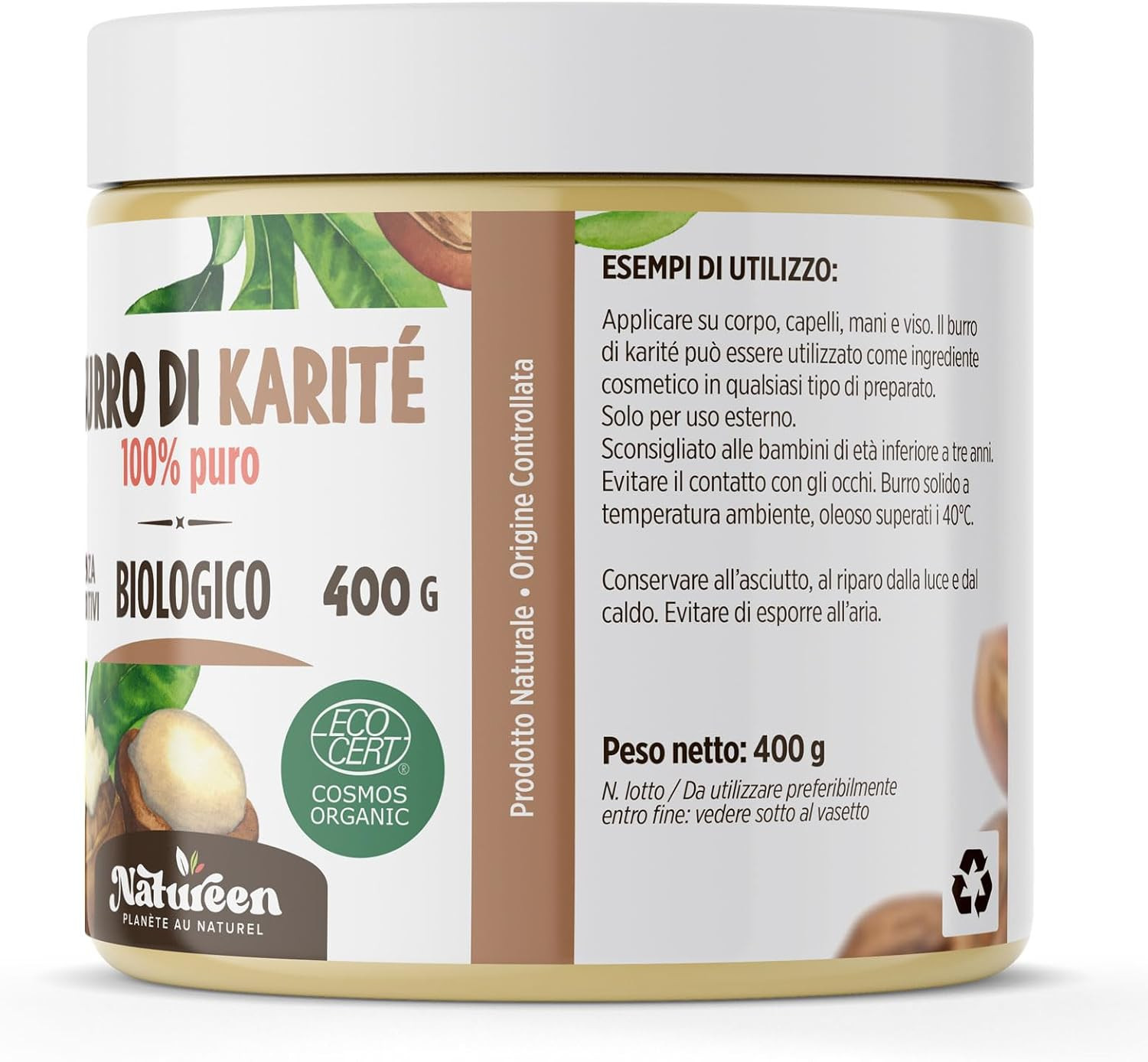 Burro Di Karité Biologico - 400G - 100% Puro E Non Raffinato - Naturale E 100% V - 3