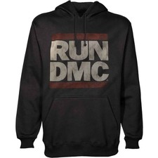 Run DMC Hoodie classic band Logo new Official Mens Black Pullover Size S