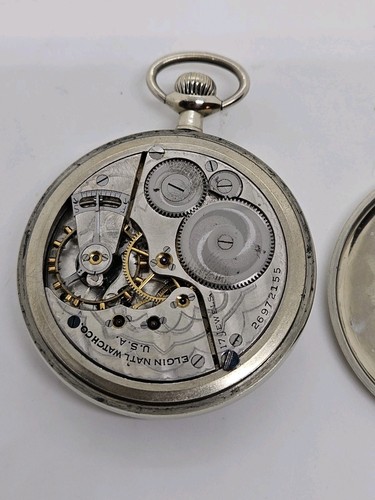 Ancien Travail 1924 Elgin 387 Homme Nickel Argent 17J Art Déco Poche Montre 16s - Photo 12 sur 18