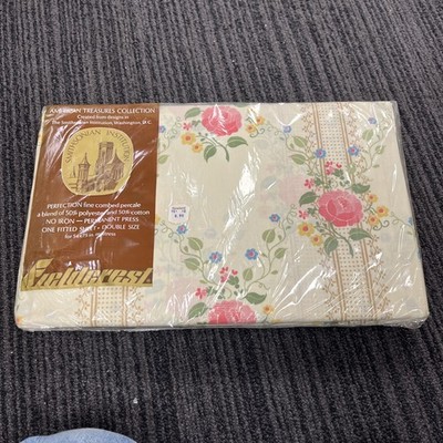 Fieldcrest American Treasures Printing Block Rose~Full Fitted Sheet