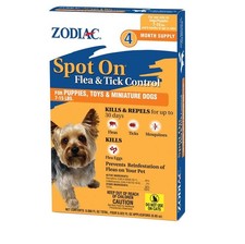 Zodiac Spot On Flea and Tick Control Puppies Small Dogs 7-15 lb 4 Month/Supply