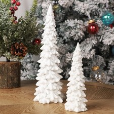 Juegoal Christmas Tree Table Decorations Set of 2, 9.5" White Glittered Xmas Pin