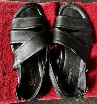 Herren Sandalen Gr 42 Sioux Leder Schwarz Top Zustand