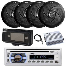 Pyle Marine Bluetooth CD Radio, Amp, 4x 8" 320W Speaker, Cover Black , Antenna