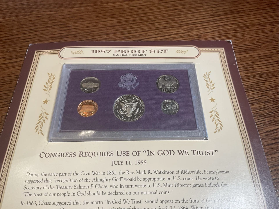 1987 San Francisco Mint Proof Set with Historic 1955 IN GOD WE TRUST - Image 3 of 4