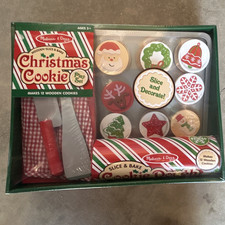 Melissa Doug Wooden Slice Bake Christmas Cookie Play Set, Age 3