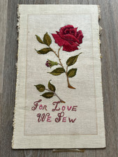 early 1900s colour embroidery - for love we sew  ( red rose )
