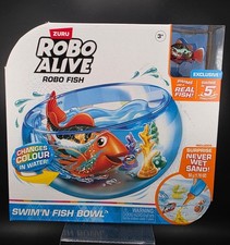 Zuru Robo Alive Robo Fish Swimn Fish Bowl Set Never Wet Sand Realistic Motion FX