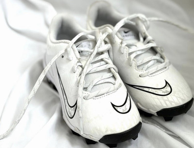 Nike Hyperdiamond 4 Keystone Softball Cleats Kids Size 13c  White/Black