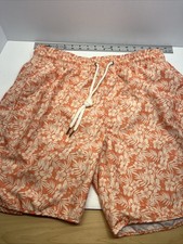 Grayers Swim Shorts Mens L PeachFloral Print Hawaiian Lined Mesh Drawstring