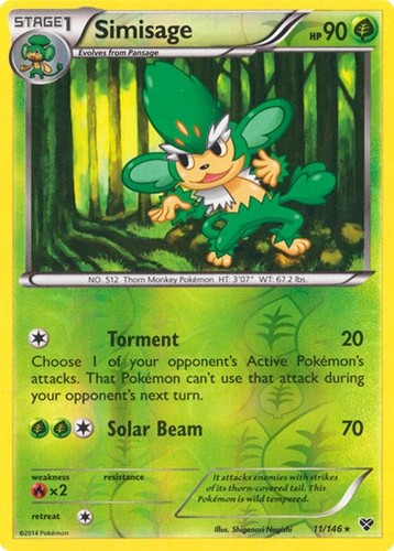 Simisage 11/146 XY Base Set Reverse Holo Pokemon TCG Lightly Played