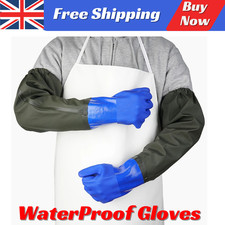 70cm Heavy Aquarium Men Waterproof Glove Pond Gloves Rubber Gloves Long Arm UK