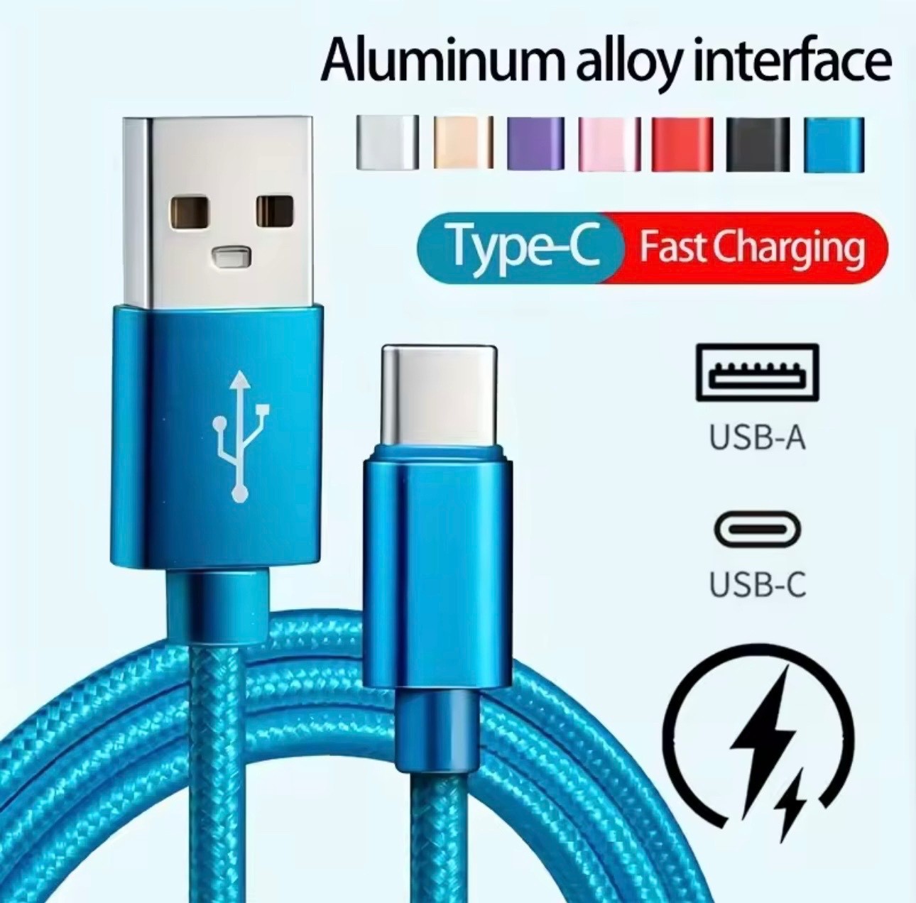 1M 2M 3M Braided USB Type C Data Charger Cable For Samsung iPhone 17 16 15
