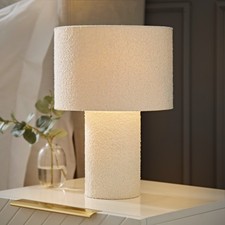 Natural Cream Boucle Table Lamp Lampshade Textured Bedroom Living Room Light