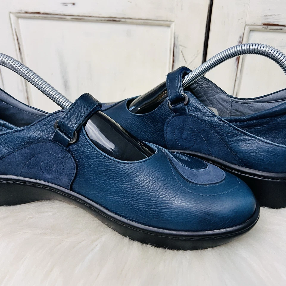 Zapatos Mary Jane Naot Sea Azul Marino Cuero Remolino Sin Cordones EU41 US10 Hechos en Israel Foto 4 de 4