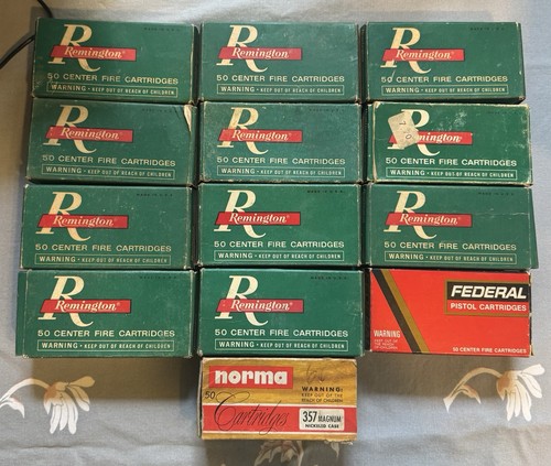 Vintage Remington Federal Norma EMPTY 357 ammo Boxes Lot Of 13