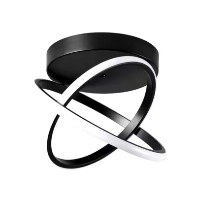 Breezary Swirl 14.2 in. 1-Light Black Integrated LED Modern Flush