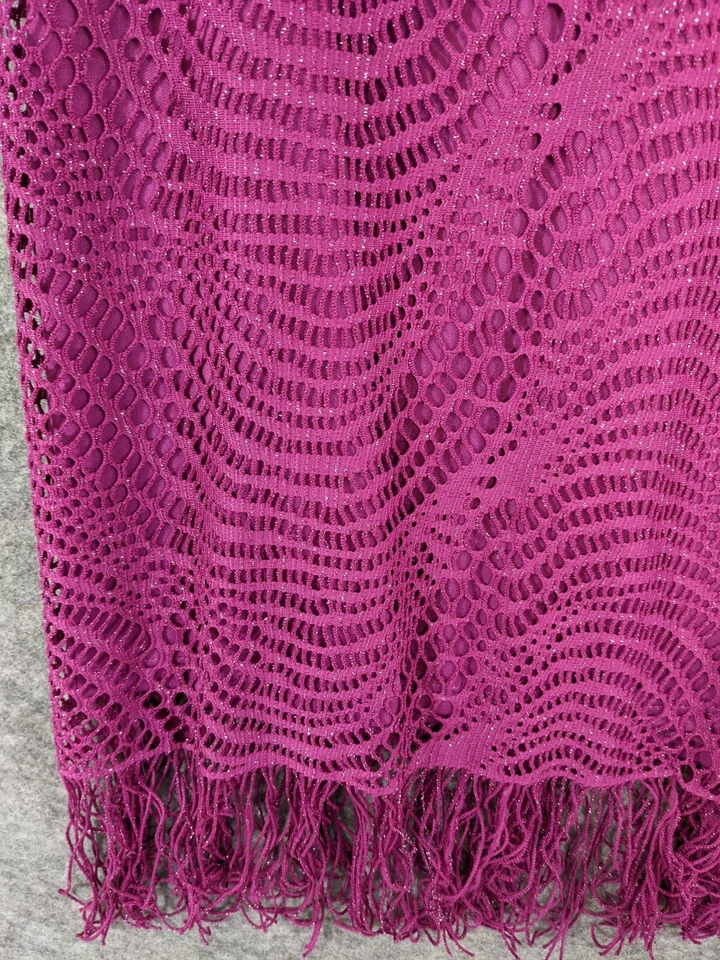 Vestido Amy Byer Niñas 10 Púrpura Encaje Tejido Flecos Dobladillo Cambio Hilos Metálicos Foto 3 de 4