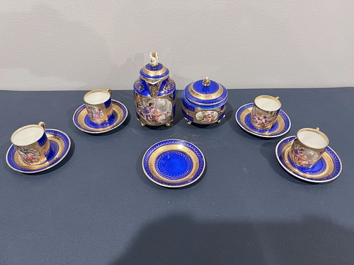 Vintage Stunning Royal Vienna Porcelain Turkish Coffee Set Extra Saucer - Picture 5 of 21