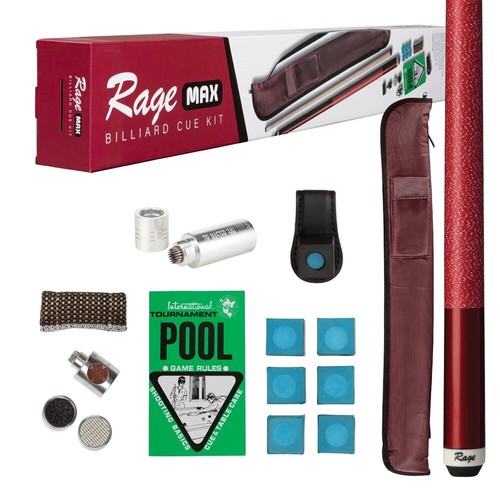 RAGE Billiard Cue Kit (Burgundy)Beginners starter Bundle- pool cue & more - Picture 2 of 6