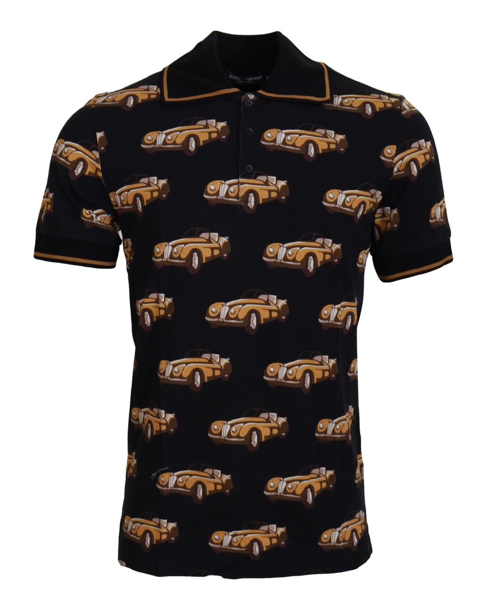 DOLCE & GABBANA T-shirt Black Car Print Short Sleeve Polo IT44