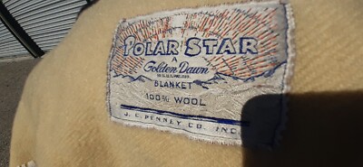 Golden Dawn Polar Star Blanket JC Penney's 100% Wool, Vintage, 84