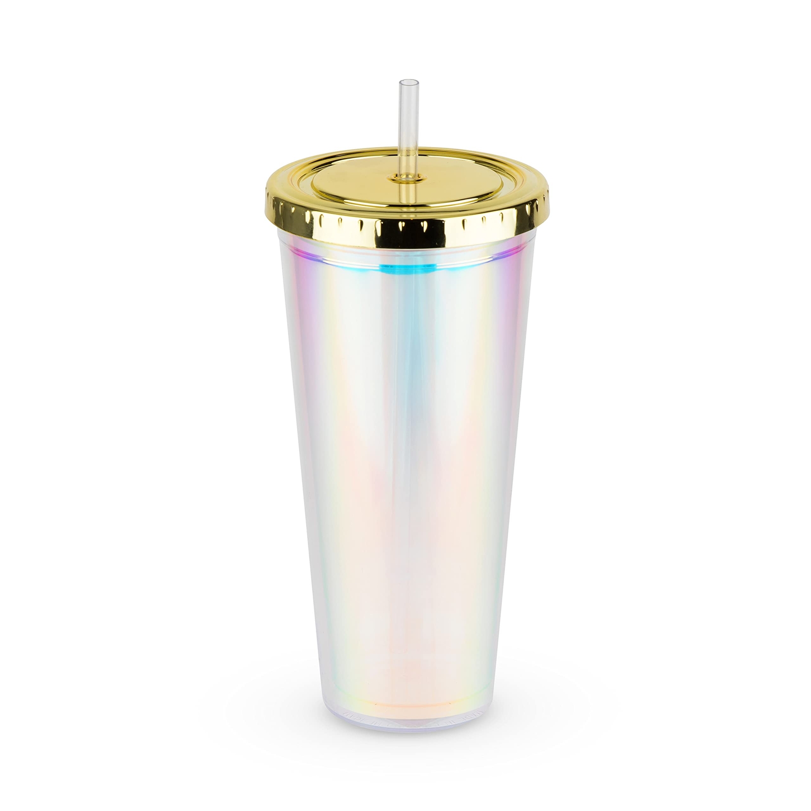 Iridescent Cute Drink Tumbler | Reusable, Leak-Proof, Travel, Clear Plastic, ...