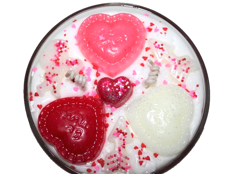 Strawberry White Cake Scented Valentine Be Mine Heart Bowl Candle  
