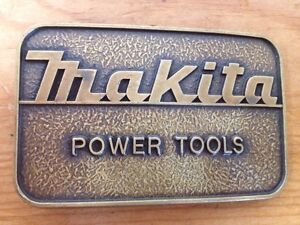 Vtg 70s Makita Power Tools Logo Solid Brass Chunky Belt Buckle USA Made ...