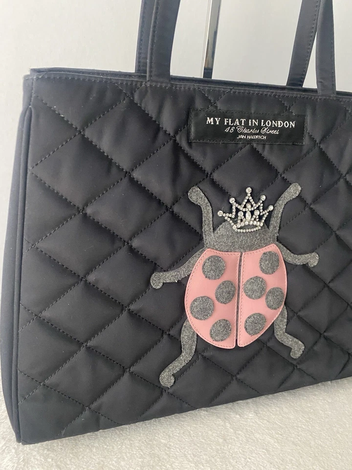My Flat In London Satchel Tote Bag Queen Ladybug Jan Haedrich Vintage - Image 4 of 4