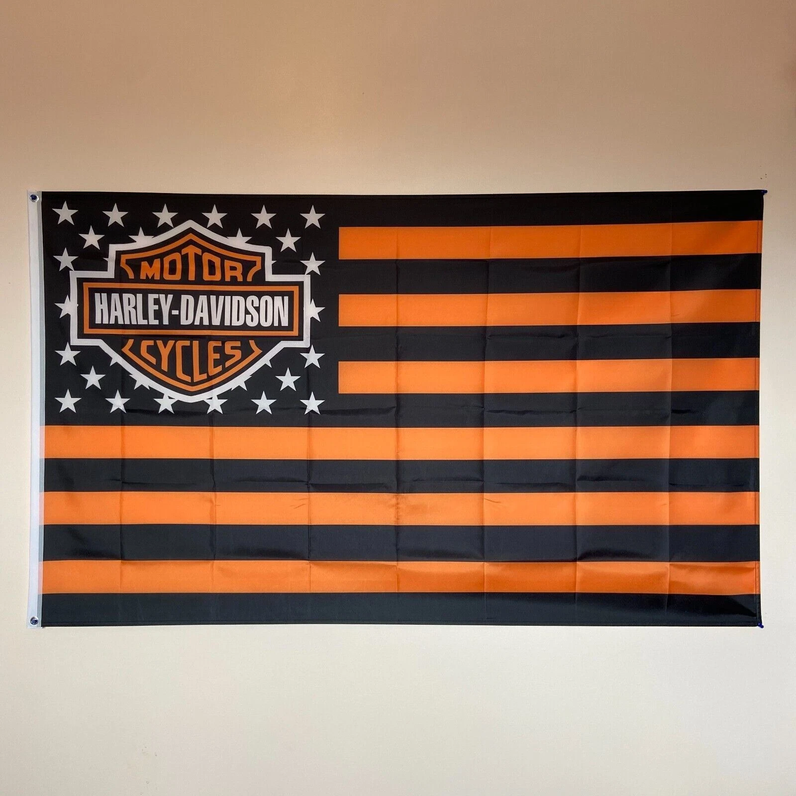 Haarleyy Davidson Motorcycle USA Flag House Flag Garage Wall Decor