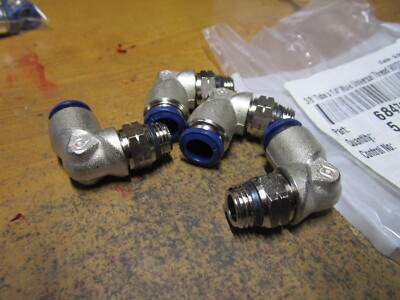 3/8'' Tube x 1/4'' Male Univ Thread 90° Nickel Plated Brass PTC Swivel Elbow QTY 4
