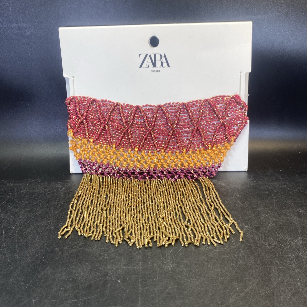 ZARA BEADED CROCHET CHOKER NECKLACE with FRINGING | eBay