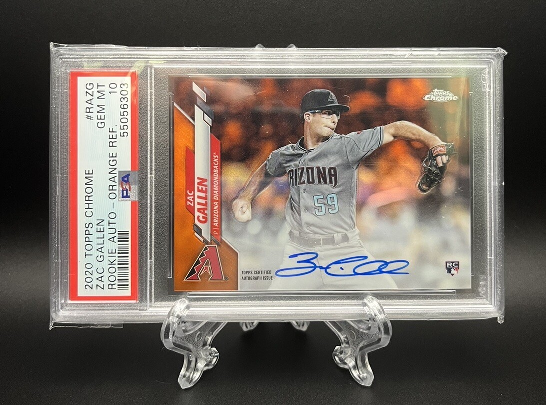 2020 Topps Chrome Zac Gallen Orange Refractor Rookie Auto RC #15/25 PSA 10