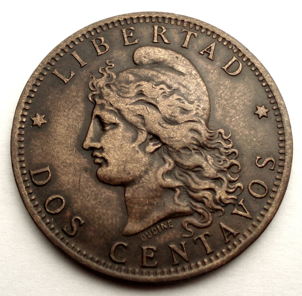ARGENTINA 2 CENTAVOS 1885 KM#33 LL6.3
