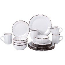 16 Piece Scalloped Edge Dinnerware set for Hosting Parties and Events - White