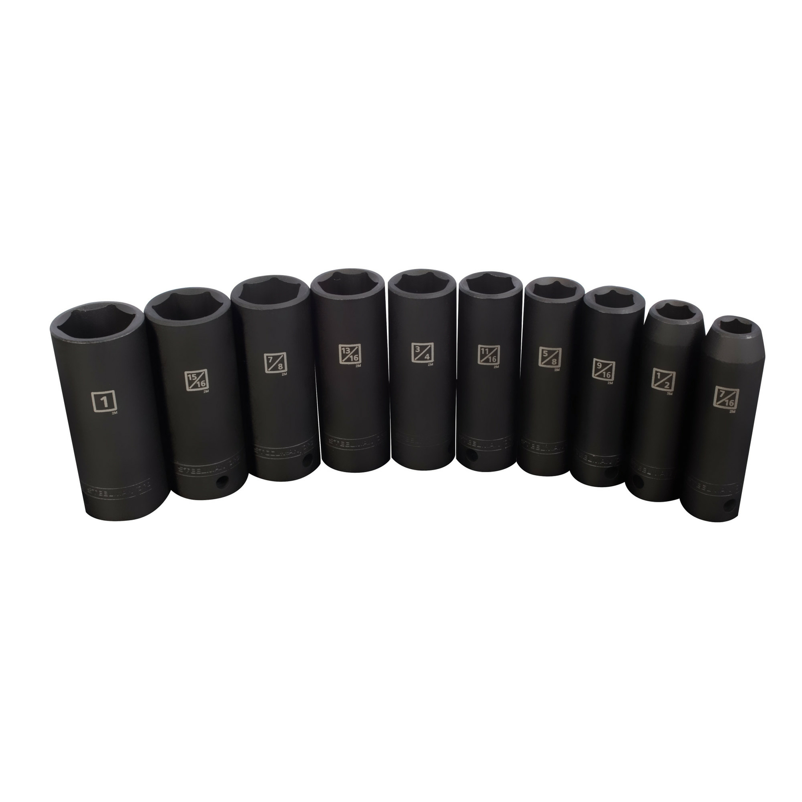 STEELMAN PRO 10-Piece 1/2-Inch Drive SAE Deep 6-Point Impact Socket Set, 78268