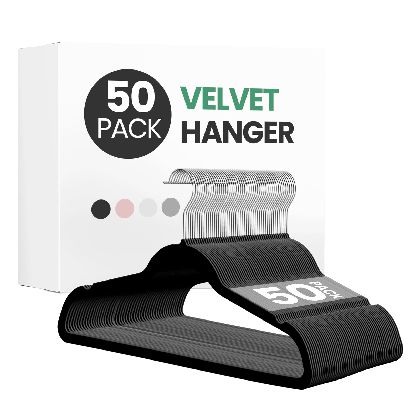 50 Non-Slip Velvet Hangers for Coats Pants Dresses Heavy Duty Set
