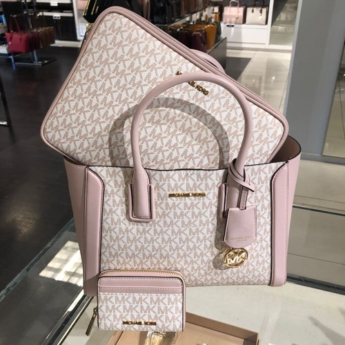 Michael Kors Kali Medium Satchel Ipad Case Tote Shoulder Bag White Pink +  Wallet 196163437453 | eBay