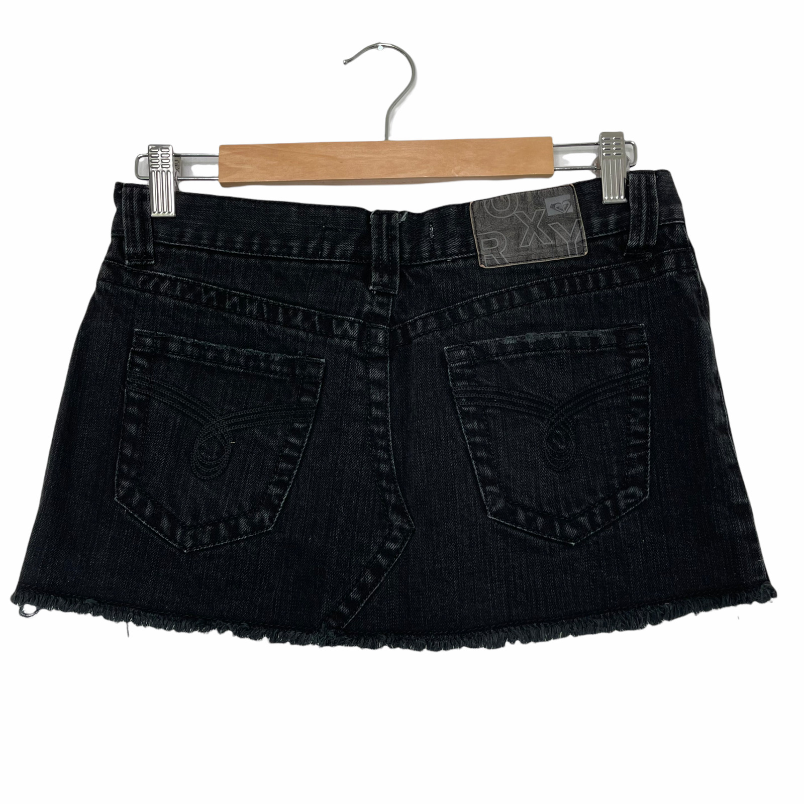 Roxy Black Distressed Jean Mini Skirt 3 - image 4