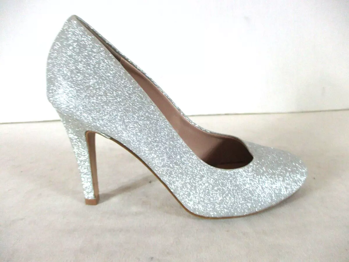 Sequin top pumps silver