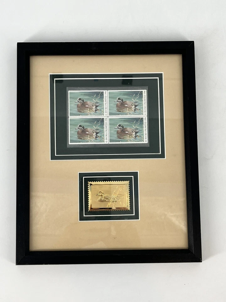 Framed Vintage Ducks Unlimited $5 Stamps 1996 with Gold Foil $5 Stamp Matted - Image 4 of 4