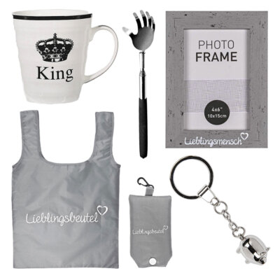 5-tlg Geschenke Set für Männer Ihn Herren Valentinstag Deko Tasse King Liebling