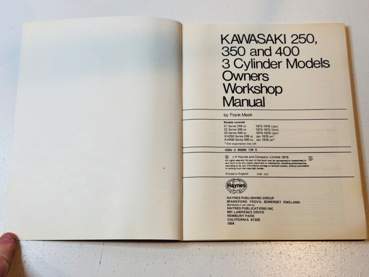 SHOP MANUAL Kawasaki KH(S) Series マニュアル SHOP MANUAL Kawasaki